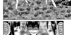 【エロ漫画】遭難したボートの上でイチャラブセックスしちゃうお姉さん…クンニをされてトロ顔で生ハメ中出しセックスで３Pしちゃう【片山誠：オッシがした事させた事】