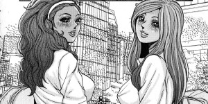 【エロ漫画】援交でオヤジを誘惑しちゃうド変態な淫乱ギャルたち…Wでご奉仕フェラをして騎乗位で生ハメ中出し３Pセックスに淫乱堕ちでドハマリ【たべ・こーじ：Celeb Gals レシピ】