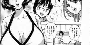 【エロ漫画】生徒に調教されちゃう爆乳女教師…おっぱい揉みをされてバックで生ハメ中出しセックスで淫乱堕ちしちゃう【英丸：B100 舞浜明日香の場合】