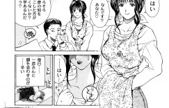【エロ漫画】テレフォンセックスが習慣になってしまった淫乱巨乳人妻は、義理の息子が自分のパンツでオナニーしているのをみてしまい、それをそうぞうしながらディルドで二穴オナニーする！【みやびつづる：艶母】