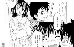 【エロ漫画】女子更衣室を覗いてオナニーをする男子に射精鑑賞をするJK…バックでお尻を突き出して生ハメ中出しセックスで絶頂アクメ堕ちしちゃう【神楽雄隆丸：グリコと森永】