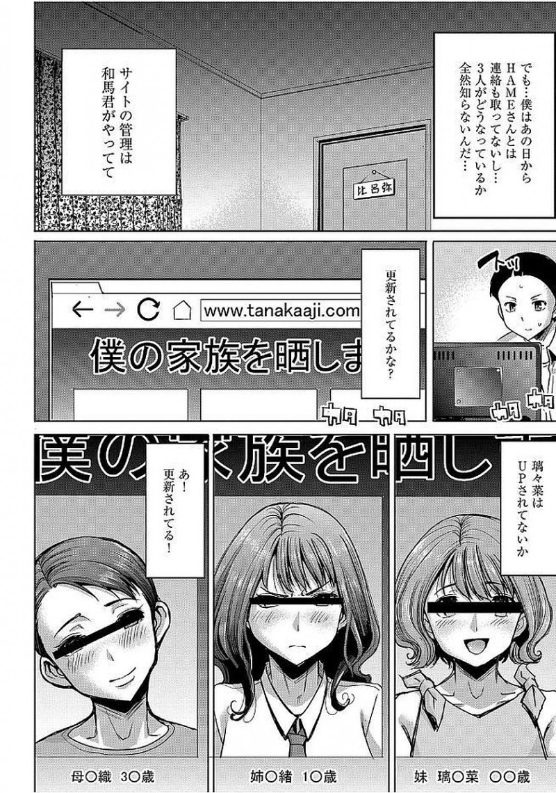 【エロ漫画】ショタの知らない間に犯される家族たち。ツンデレお姉ちゃんのノーパンマンコから精液が垂れ、爆乳ママは昼間にハメ撮り妊娠セックス。息子に見られ、近親相姦まで