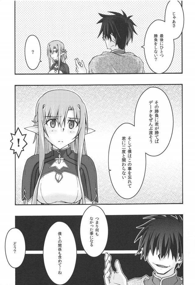 脅されて拒めずにはじまったがメス落ちして今ではみずから臨んで抱かれているアスナが恥じない自分になりたいと拒否しようとするが、最期にセックス勝負を挑まれてだまされもうひとりの男が現れ二穴中出しレイプされ完落ちしてしまう！【ソードアート・オンライン・エロ同人誌】