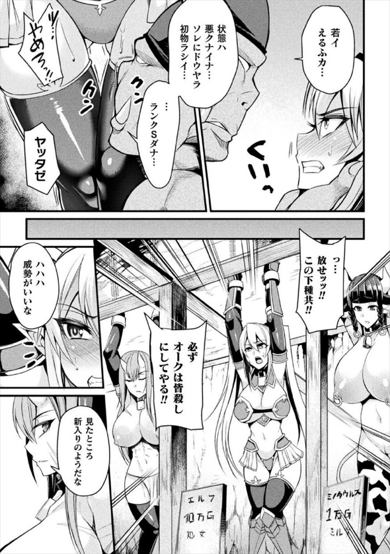 【エロ漫画】油断してオークに捕まってしまった巨乳エルフの美人戦士が、オークの巨根ちんぽで処女を散らされひたすら犯され苗床にされてしまう！